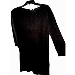 GAP black dress Small Round Neck 3/4 Fitted L Sleeve Casual Jersey Knee Length